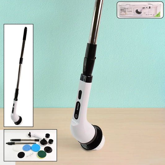 7-in-1 Electric Spin Scrubber Cleaning Brush with Extension Handle (1 Set)